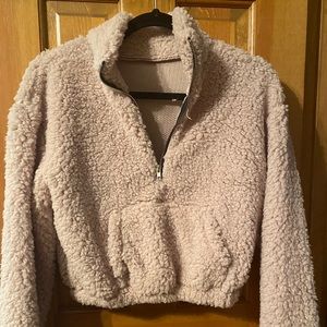 Fully cropped 1/2 zip jacket